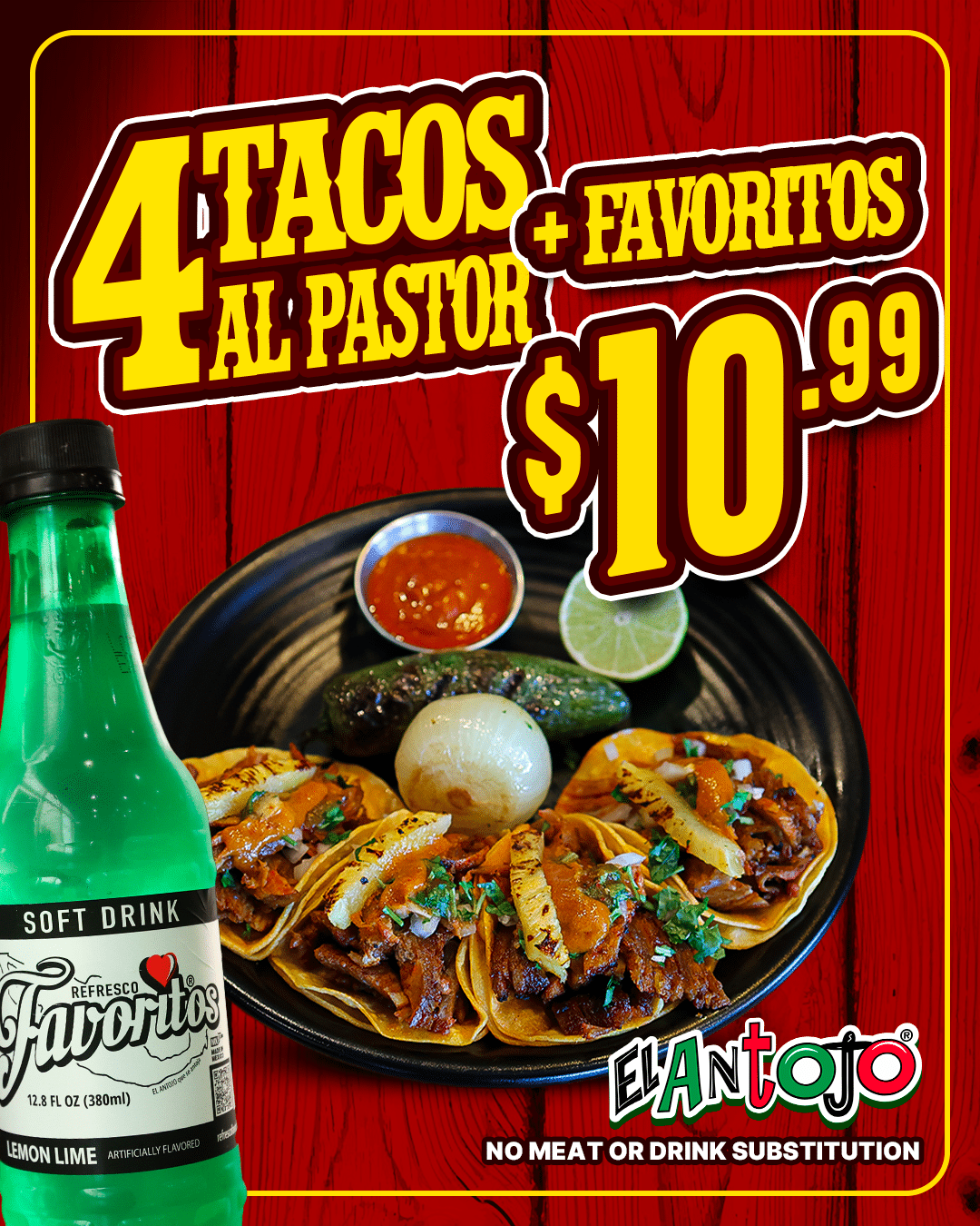 4 tacos al pastor 4.5